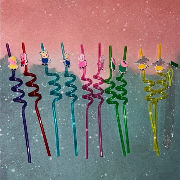 Peppa pig Colorful Character Swirly Straws Set of 10 new - Picture 1 of 1